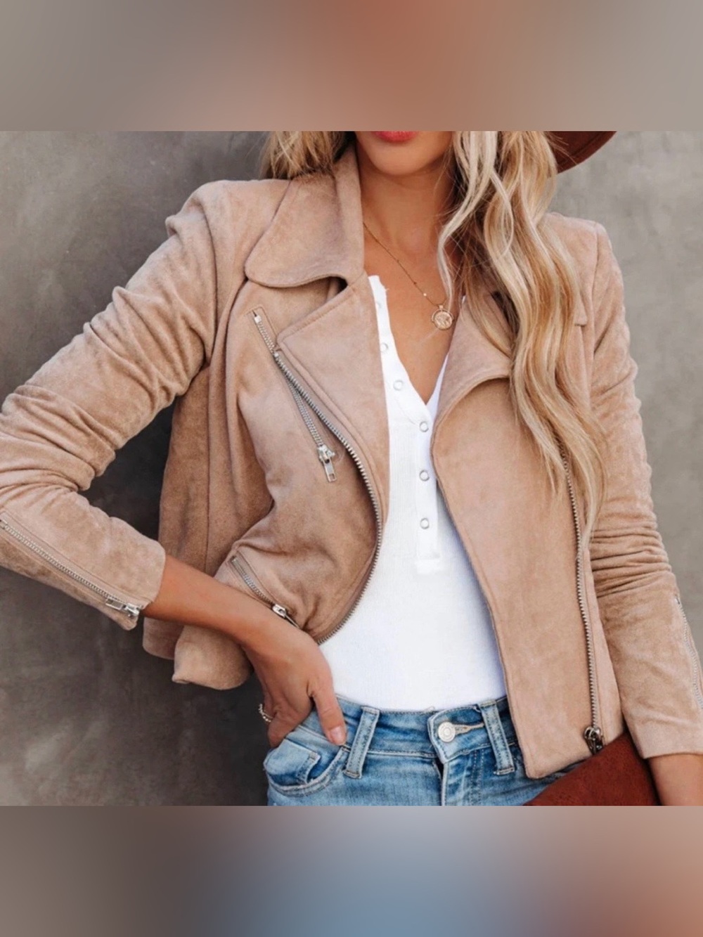 VICI COLLECTION MARKET FAUX SUEDE MOTO JACKET